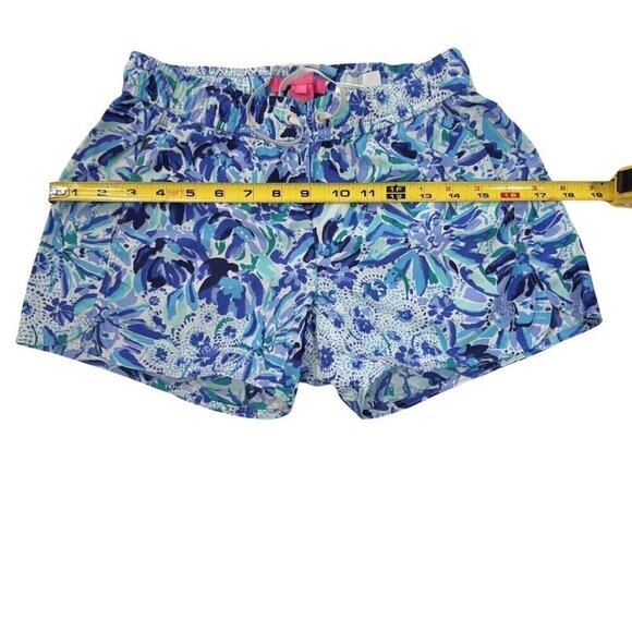 LILLY PULITZER Luxletic Run Around Shorts Women XXS Blue Multi Dopamine Hot Pant - Picture 9 of 10